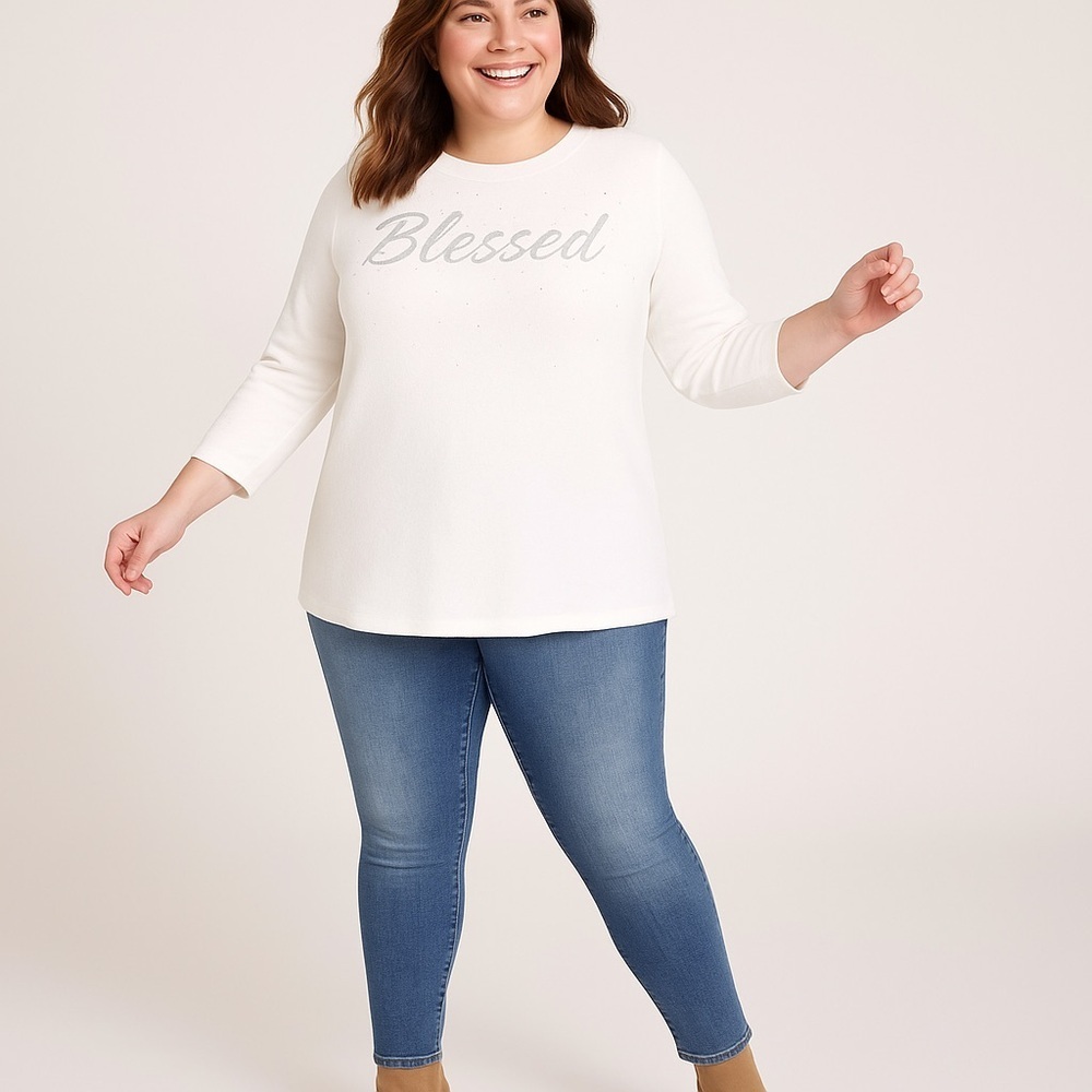 ❄️ Lane Bryant | Blessed Graphic Sweatshirt Size 18/20 - Picture 2 of 6